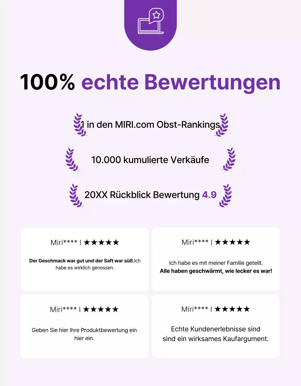 Förderung einfacher, saisonaler Obsttrauben in Lila und Mauve