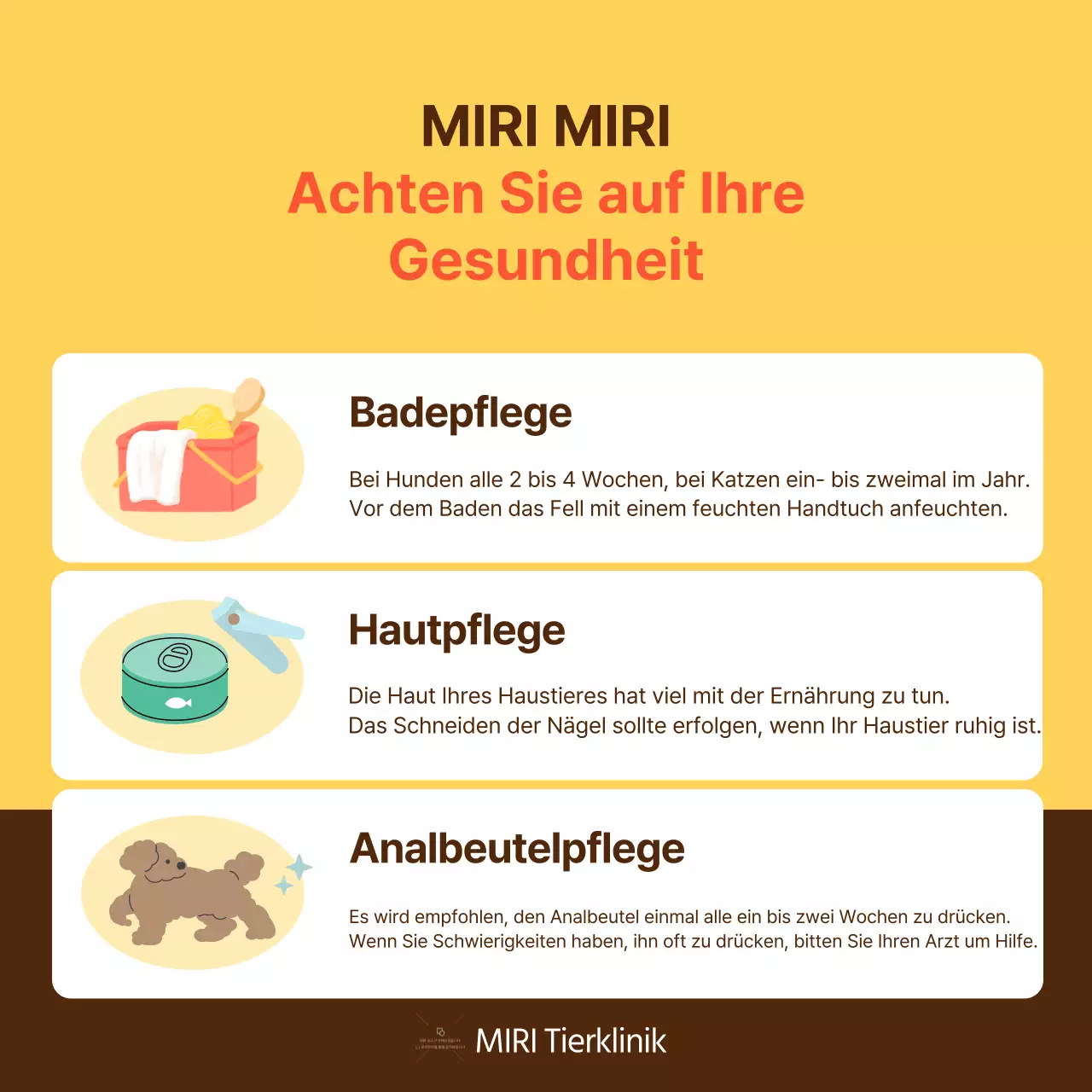 Der gelbe und orangefarbene Leitfaden für die Gesundheitspflege von Haustieren