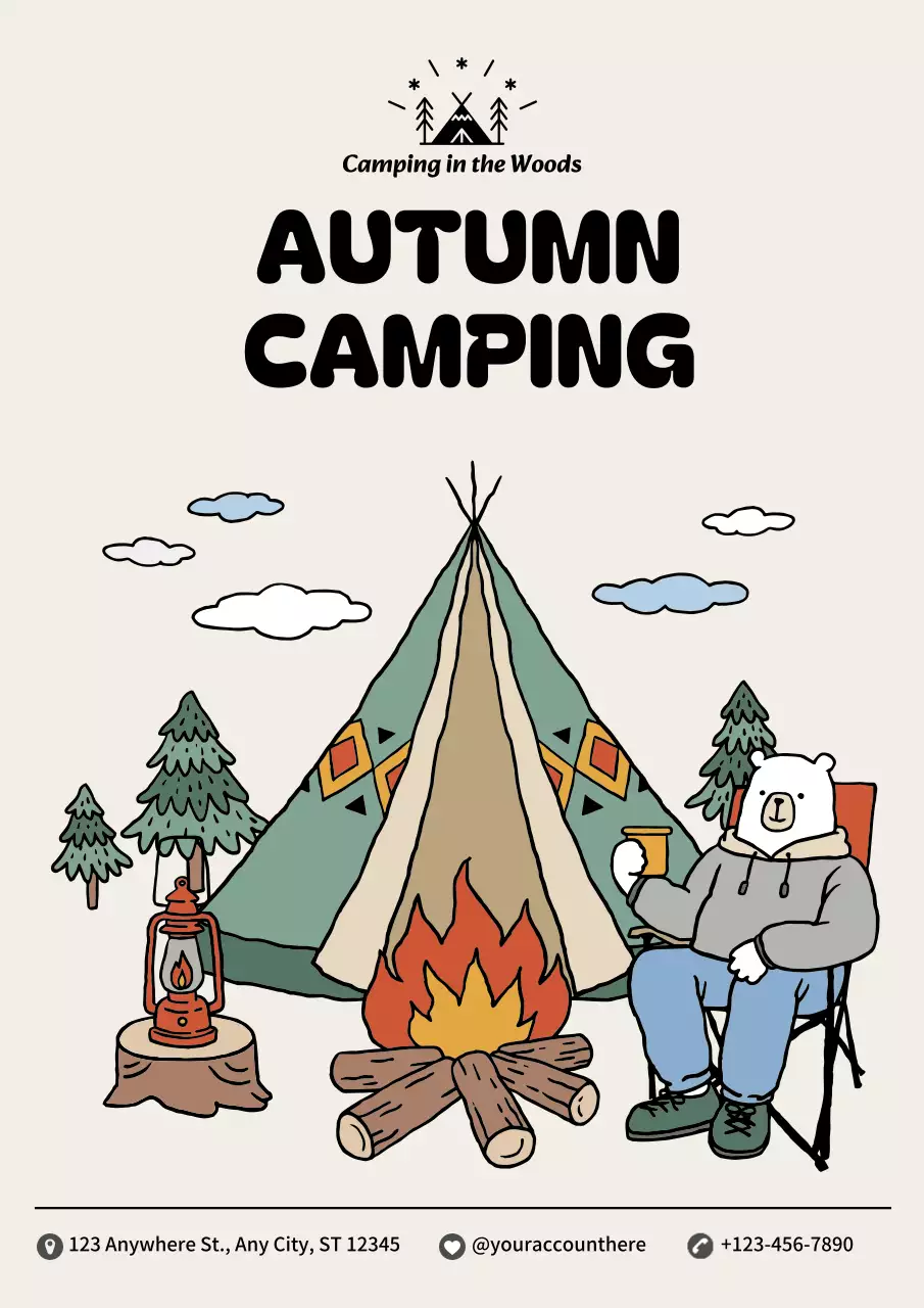 Fall camping announcements in ivory and khaki are on trend