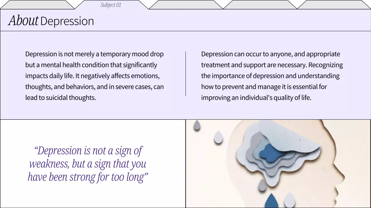 Purple Minimal Mental Health Report Presentation