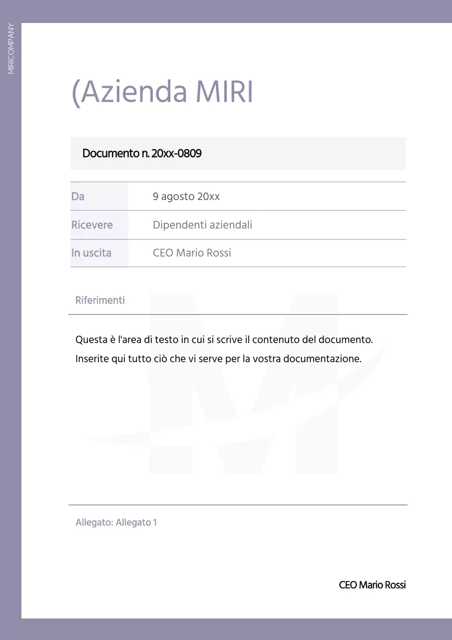 Semplice modello di documento aziendale in bianco e malva