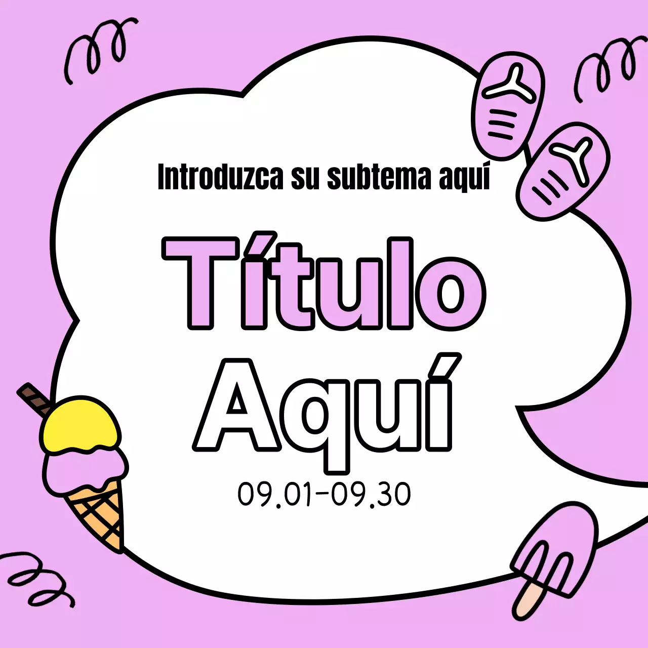 Un bonito anuncio de eventos veraniegos en amarillo y azul claro