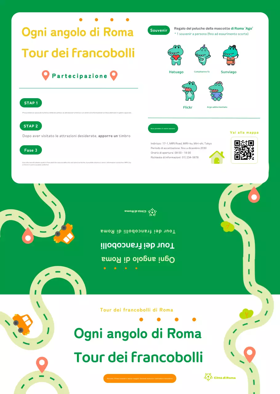 Volantino del tour del francobollo della città