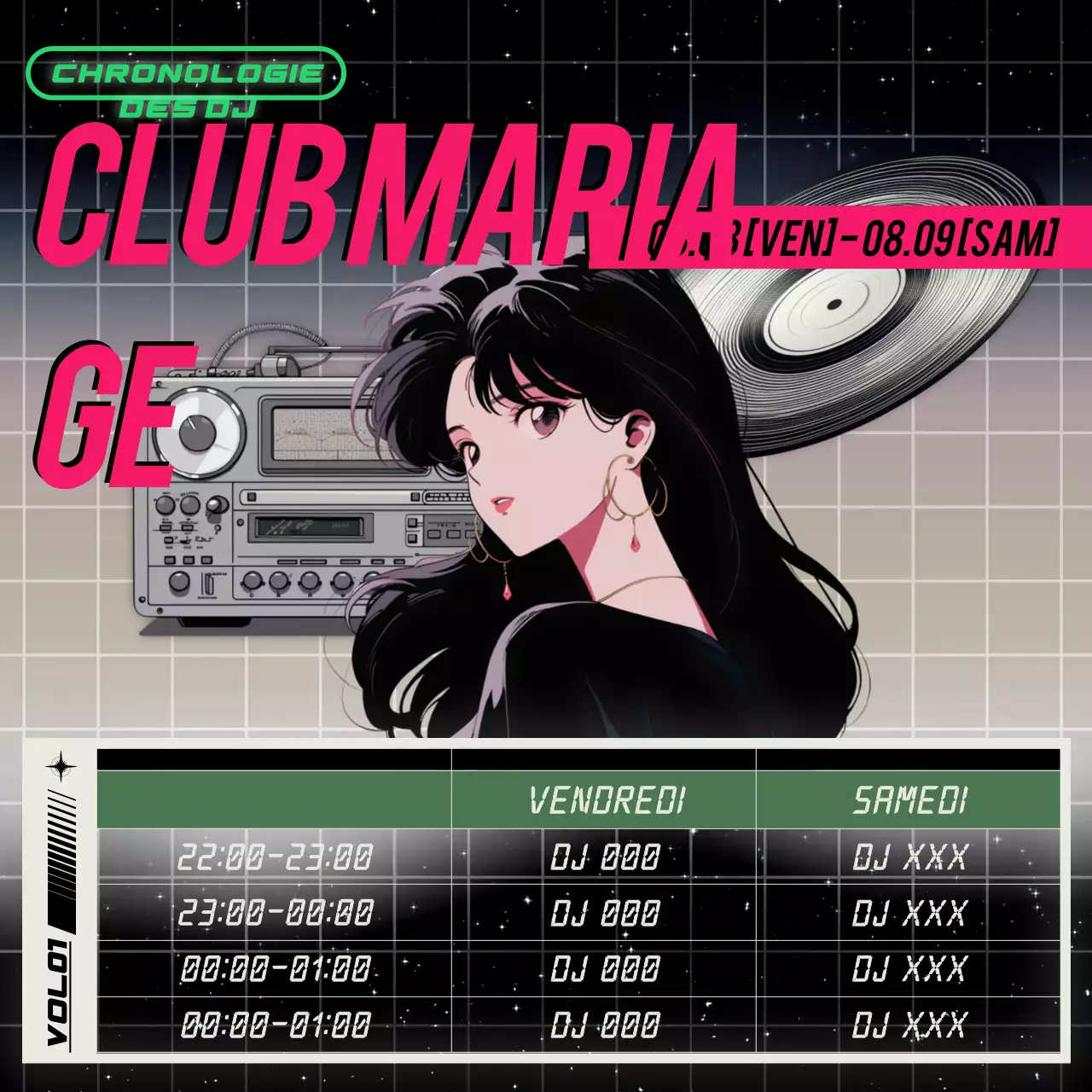 Une série de DJ sets inspirés du cyberpunk, en noir et violet.