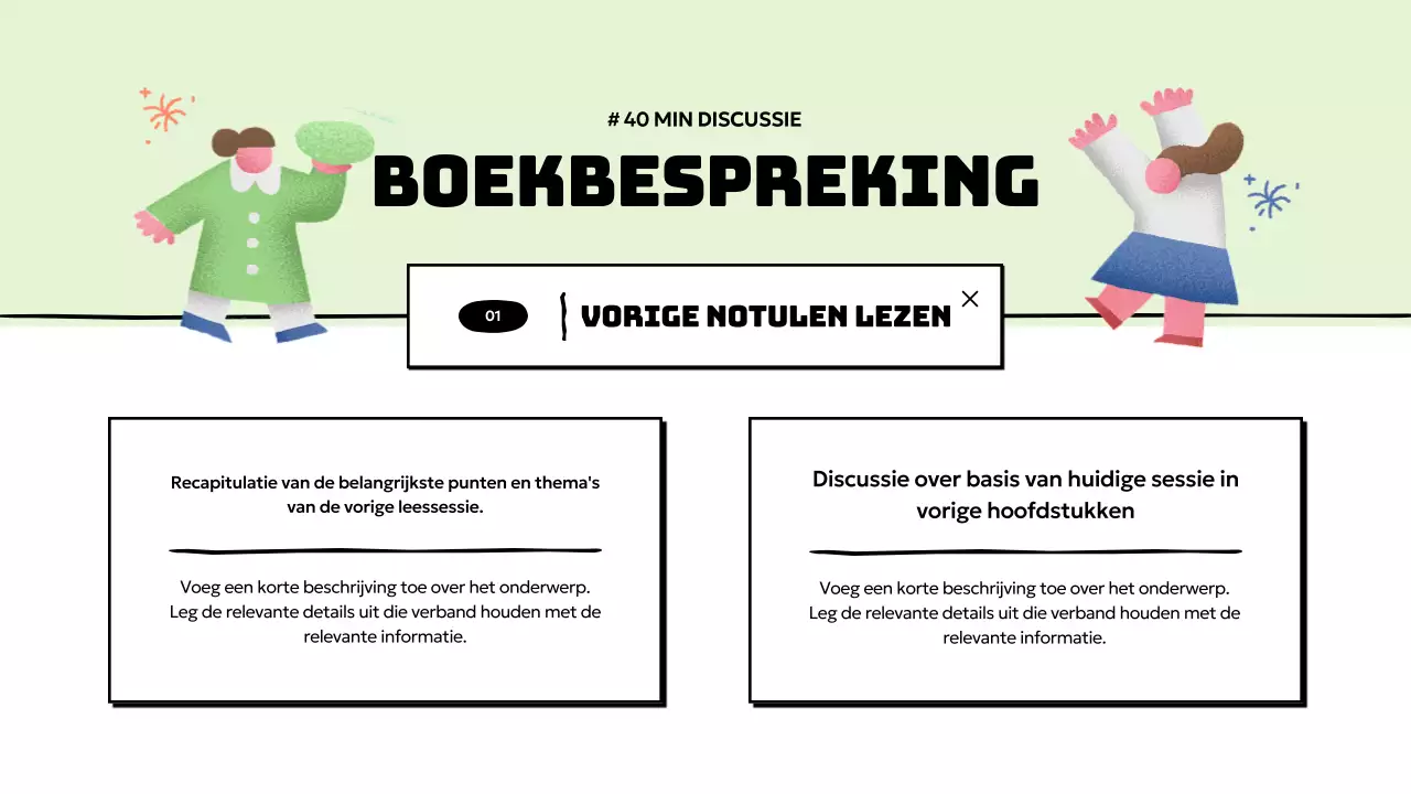 Eenvoudige boekenclubpresentatie in lichtblauw en geel