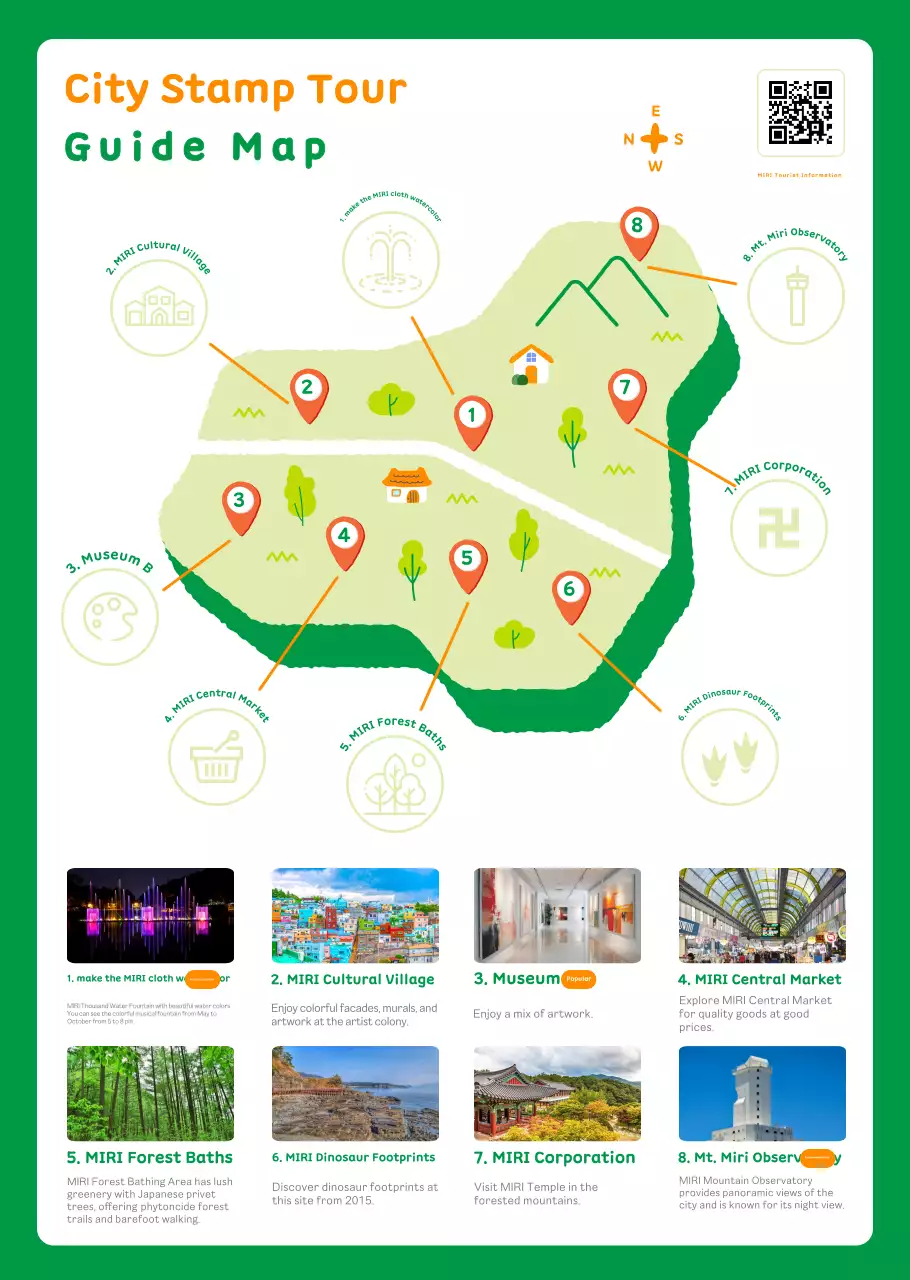 Selebaran tur perangko kota yang lucu
