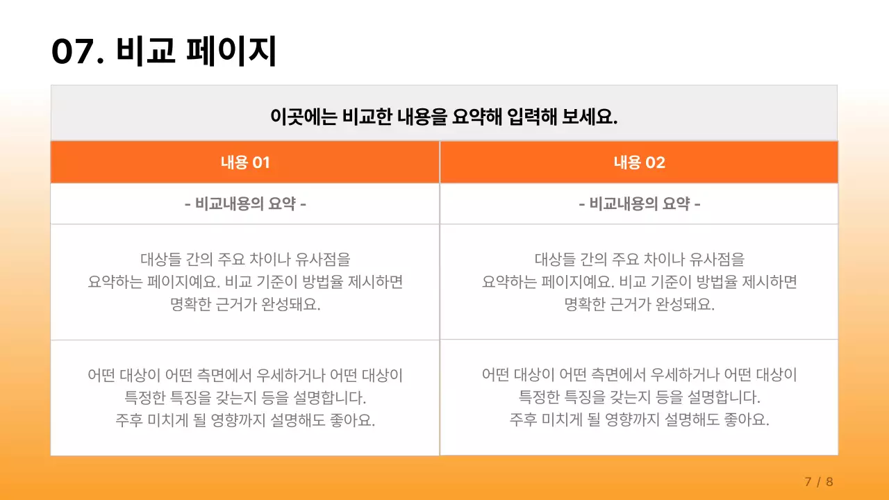 주황과 하늘색의 심플한 기업 보고서