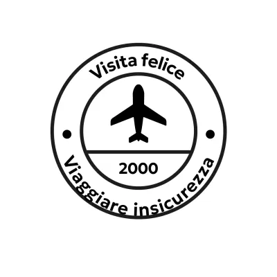 Logo promozionale da viaggio semplice a forma di francobollo
