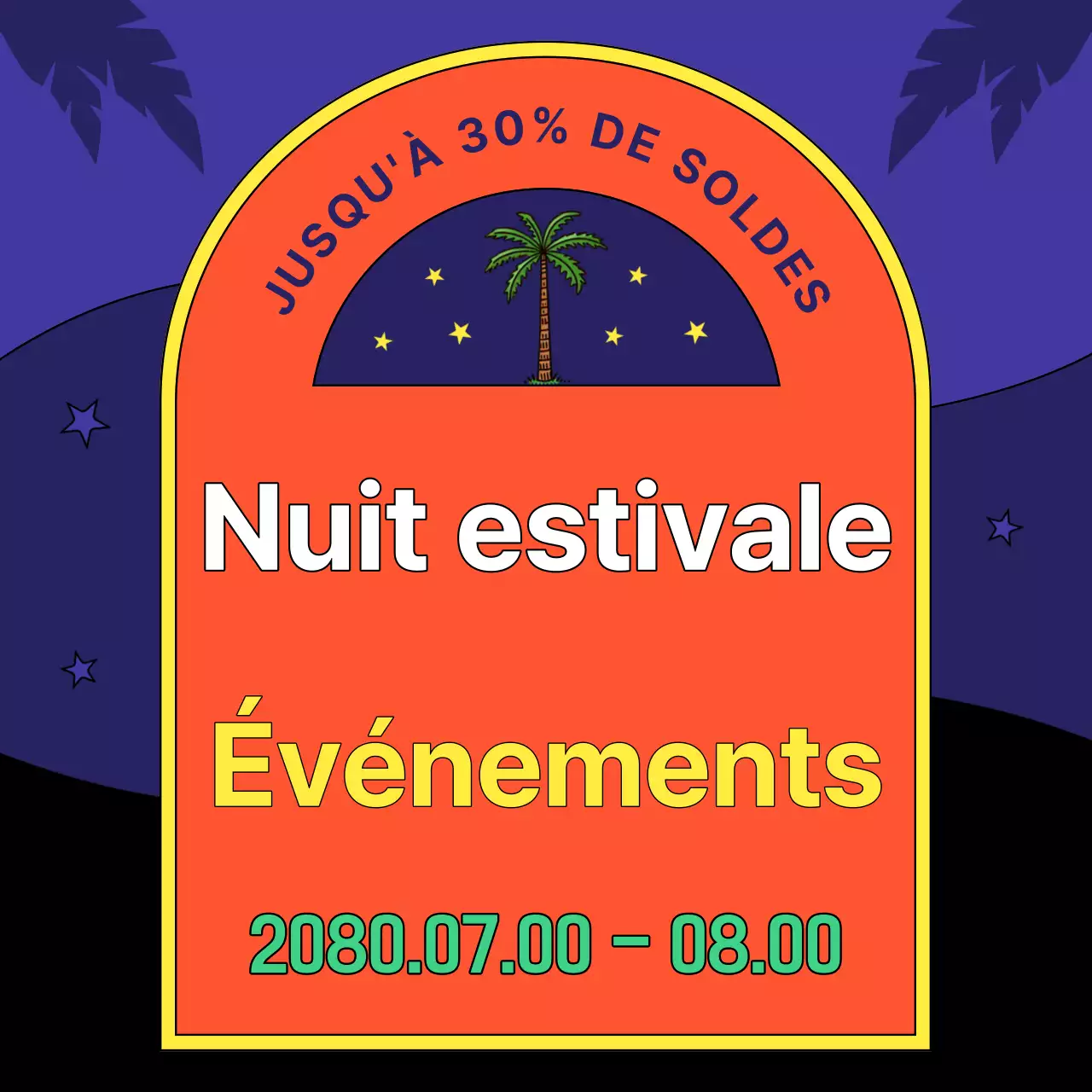 Annonce de vente de style rétro en jaune et orange