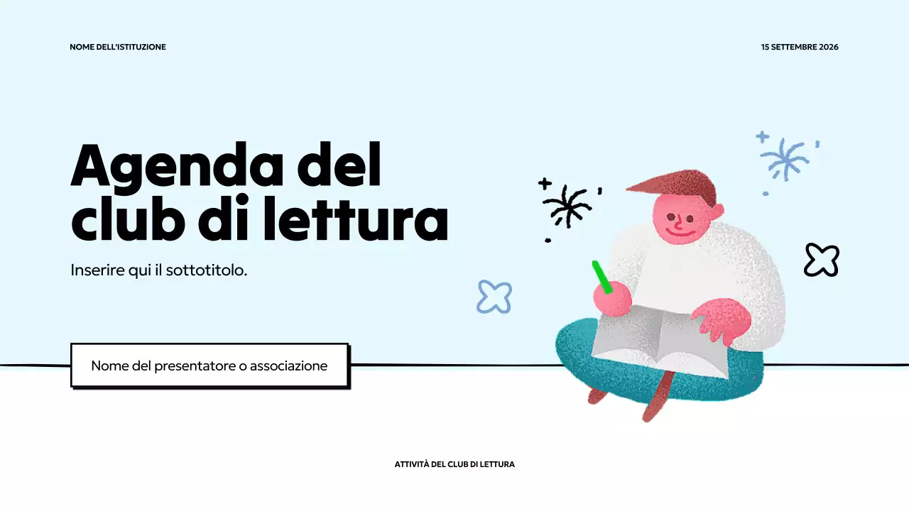 Semplice presentazione del club del libro in azzurro e giallo