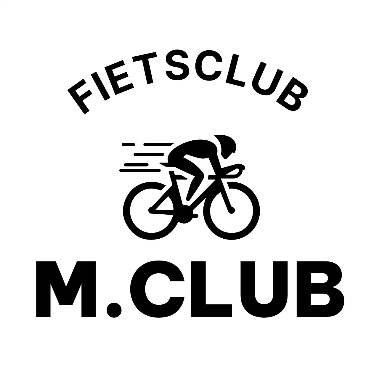 Een eenvoudige club met een illustratie van een loopfiets