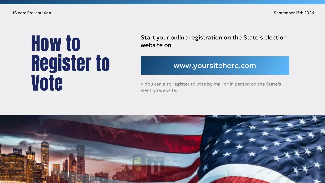 Blue Modern Voter Registration Guide Presentation