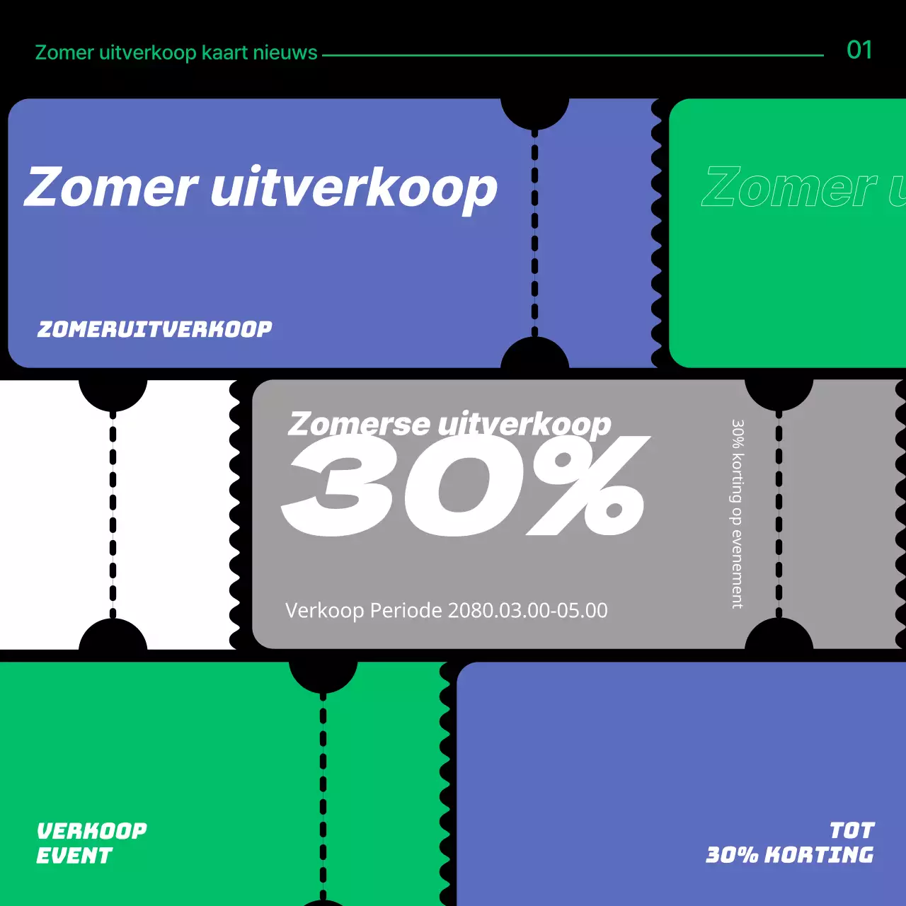 Een collectie zomerse uitverkoop met paarse en groene accenten