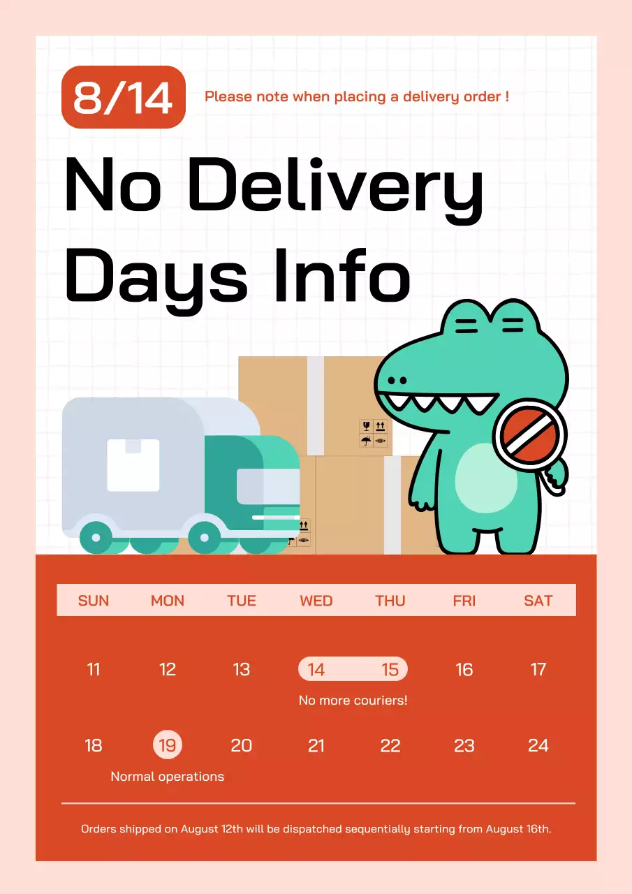 Orange Simple Delivery Notice Poster