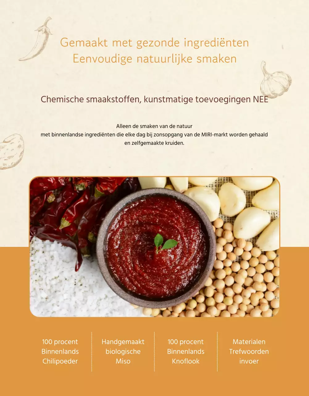 Een traditioneel uitziende bijgerechtenwinkel in beige en oranje promoten