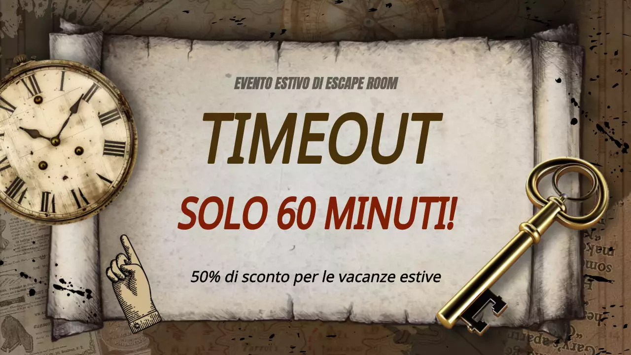 Un gioco di escape room di fantasia marrone e rosso advert