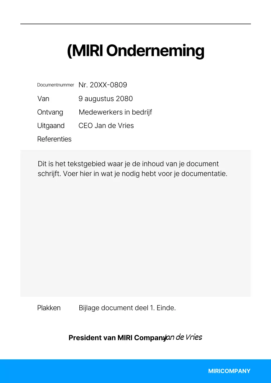 Een eenvoudige bedrijfssjabloon in blauw en zwart