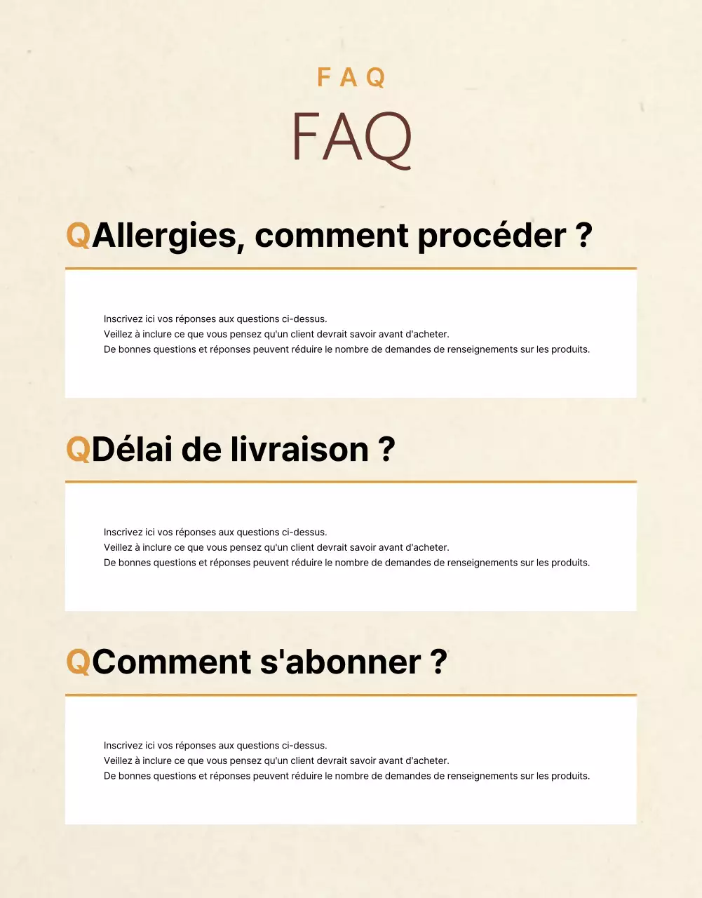 Promouvoir un magasin de plats d'accompagnement à l'aspect traditionnel dans les tons beige et orange