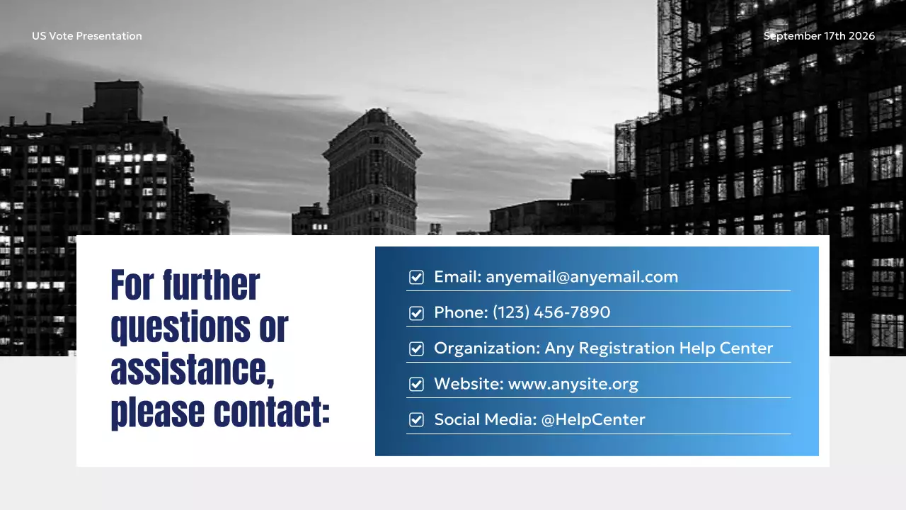 Blue Modern Voter Registration Guide Presentation