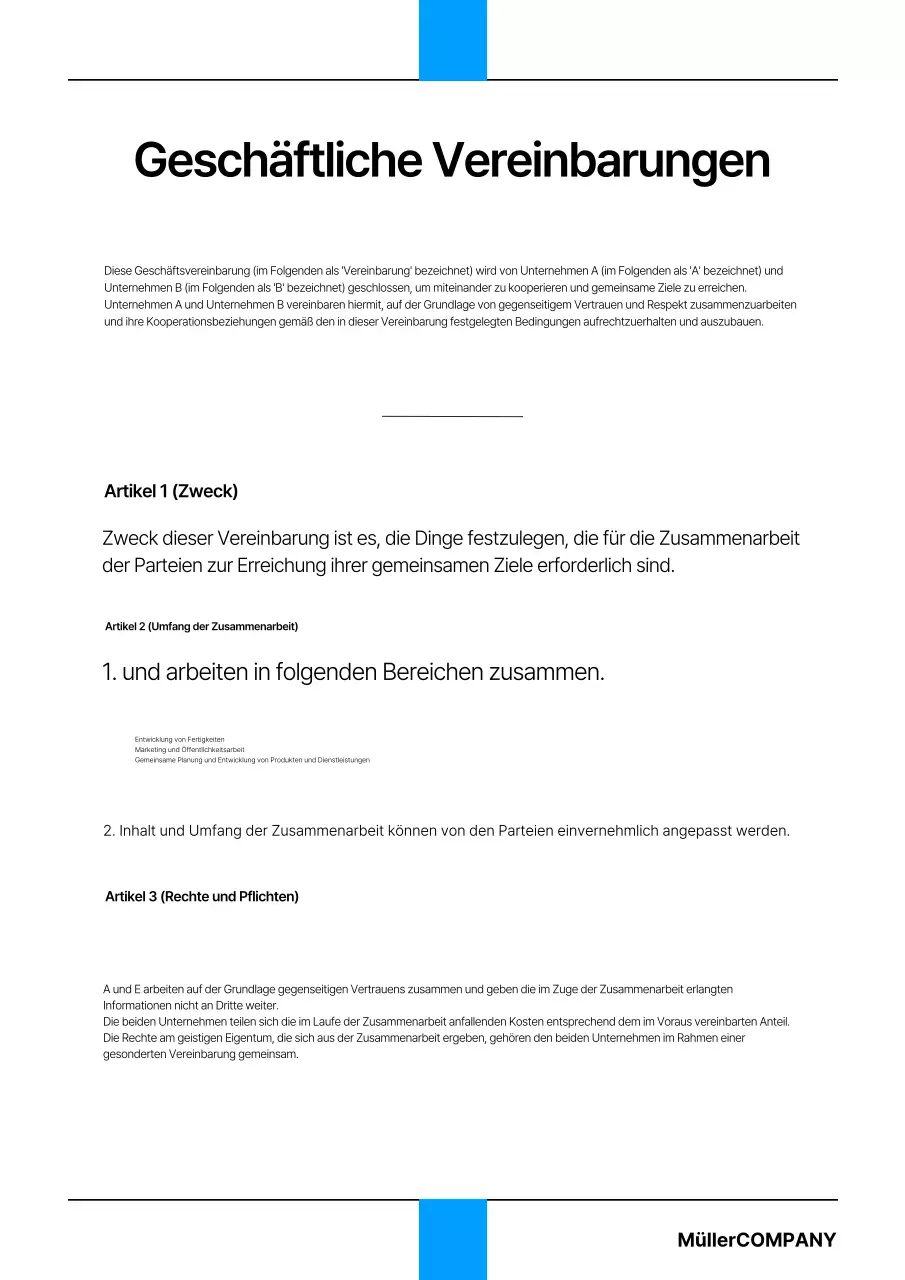 Eine einfache Unternehmensvorlage in Blau und Schwarz