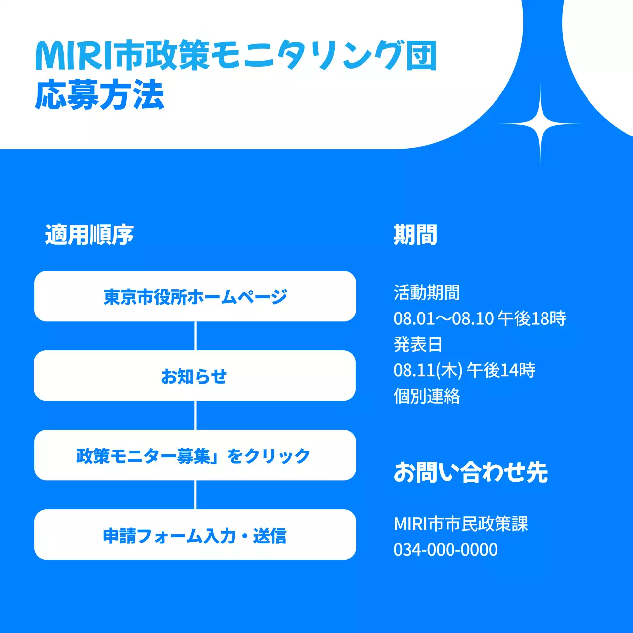 青のシンプルな政策モニタリング市民募集のPR