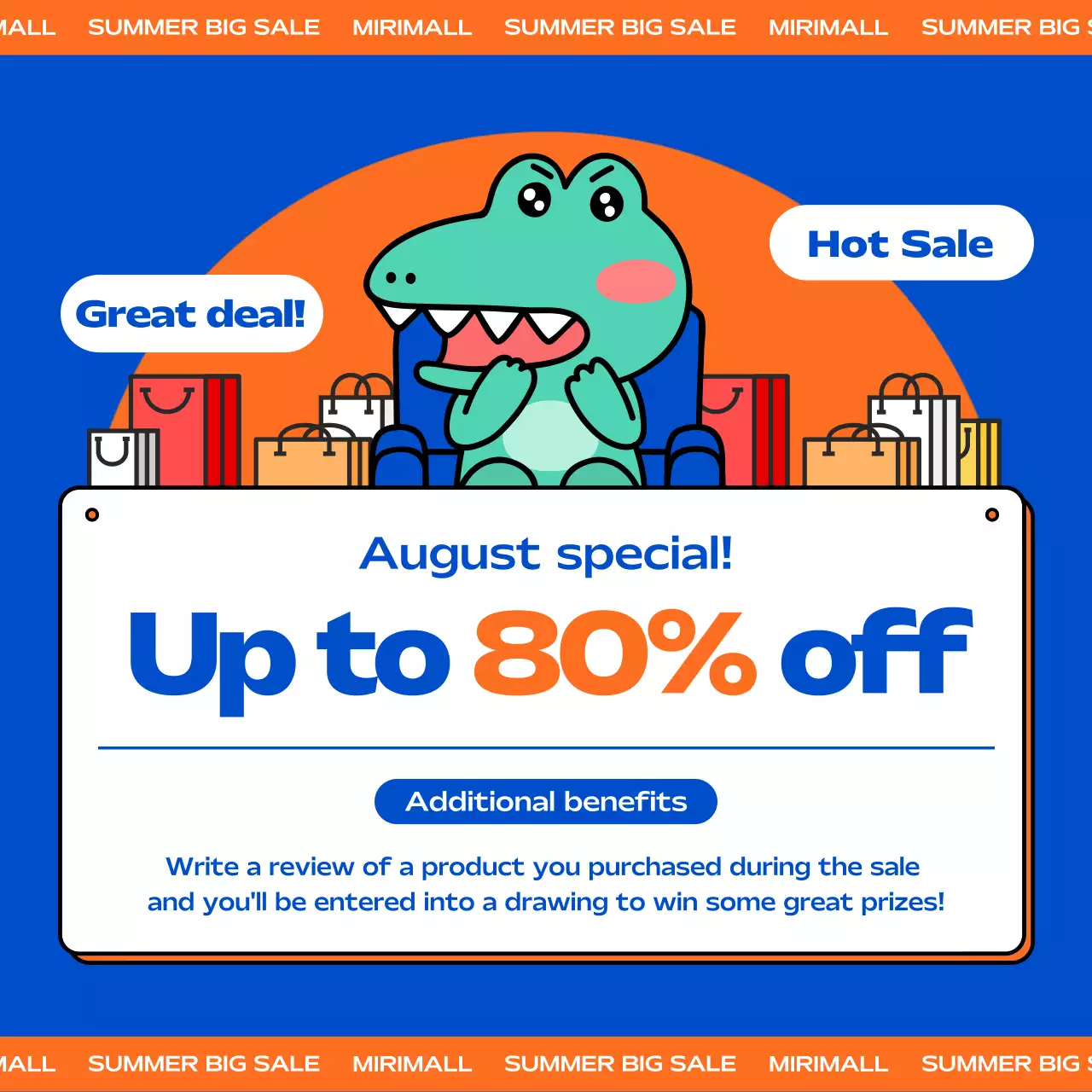 Promote on-trend summer deals in blue and orange