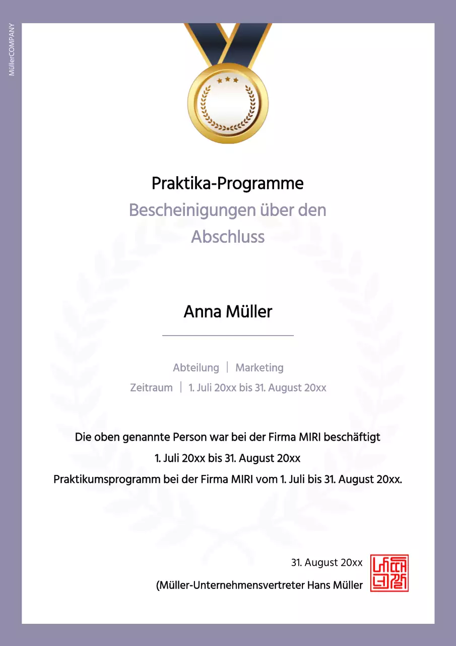 Einfache Unternehmensdokumentenvorlage in lila und weiß