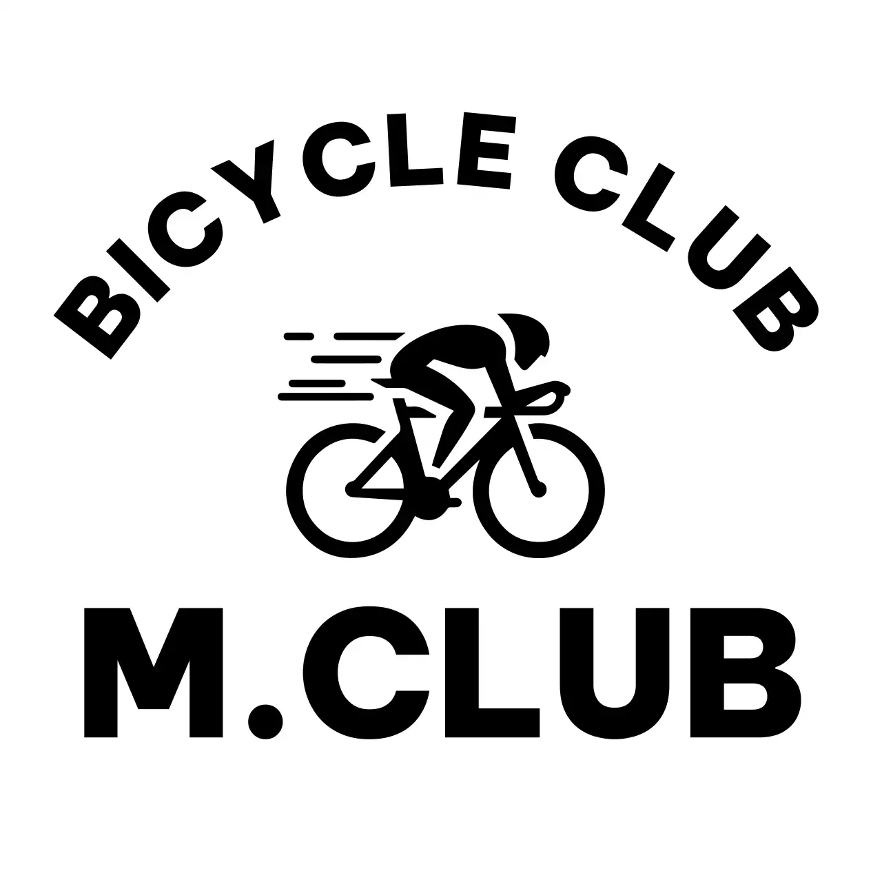 A simple club with an illustration of a running bicycle