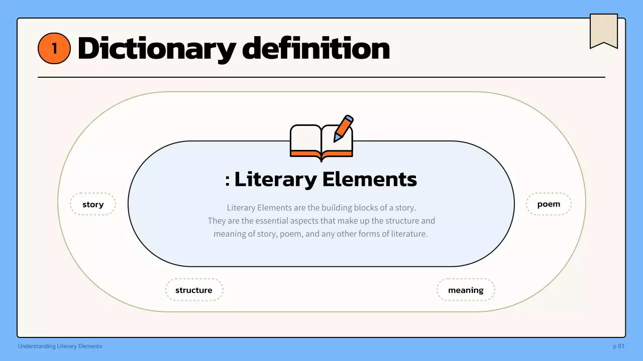 Blue Simple Literary Guide Presentation