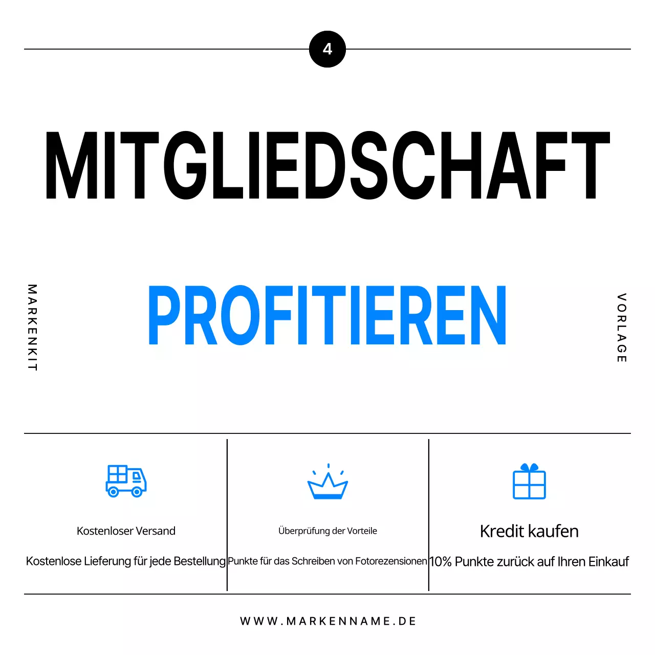 Werbung für eine moderne Marke in Schwarz und Blau