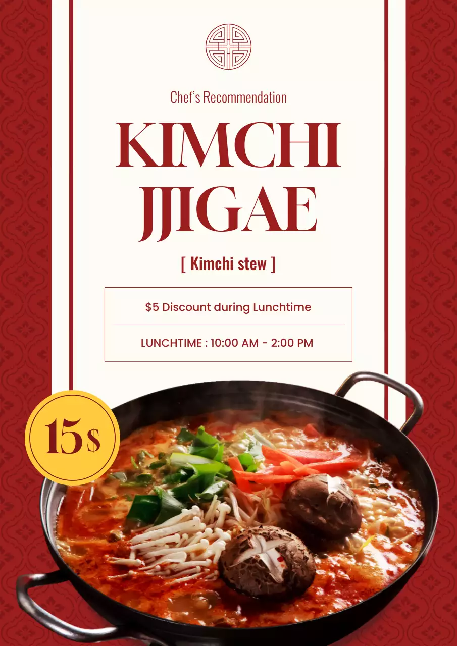 Red Traditional Kimchi Promotion Poster