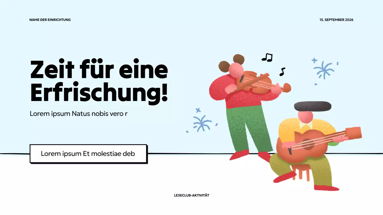 Einfache Buchklubpräsentation in Hellblau und Gelb