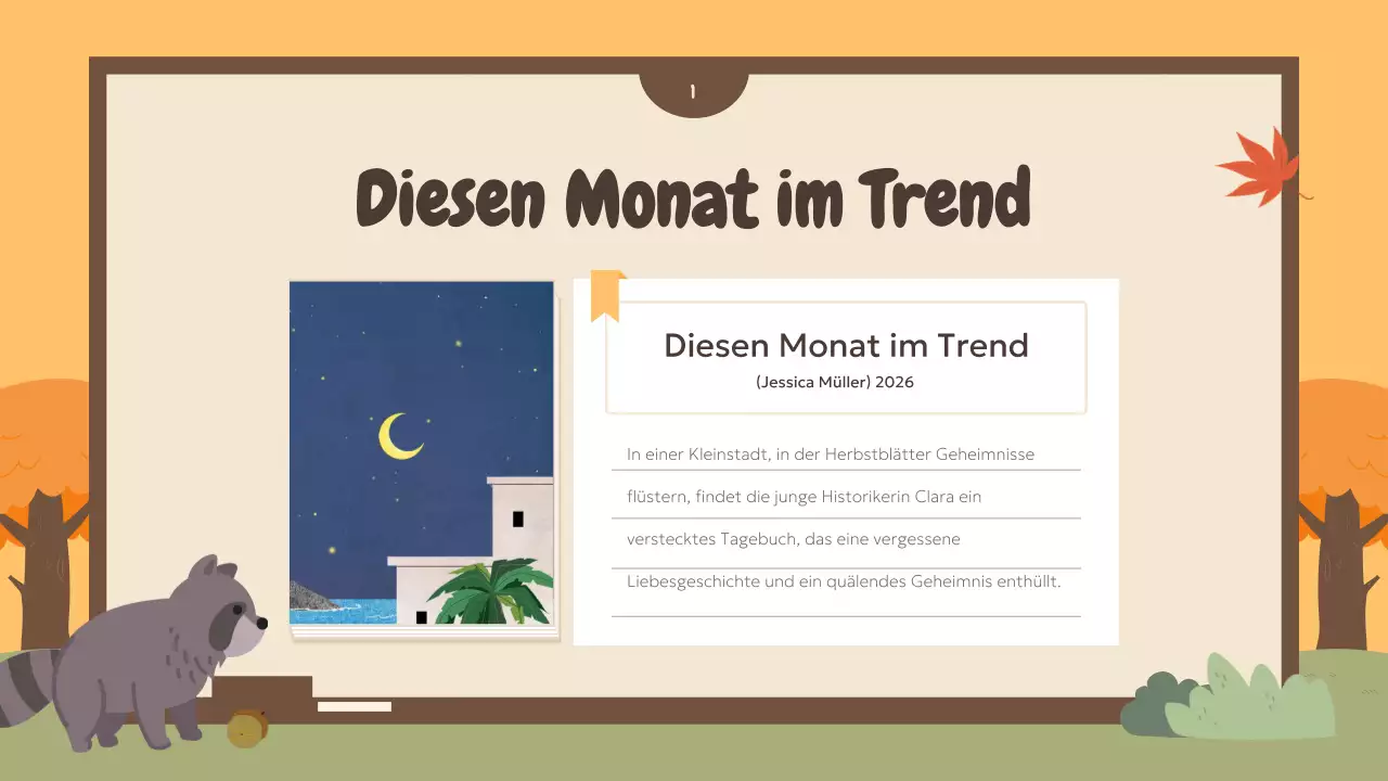 Eine Auswahl an herbstlichen Buchempfehlungen in Orange und Grün