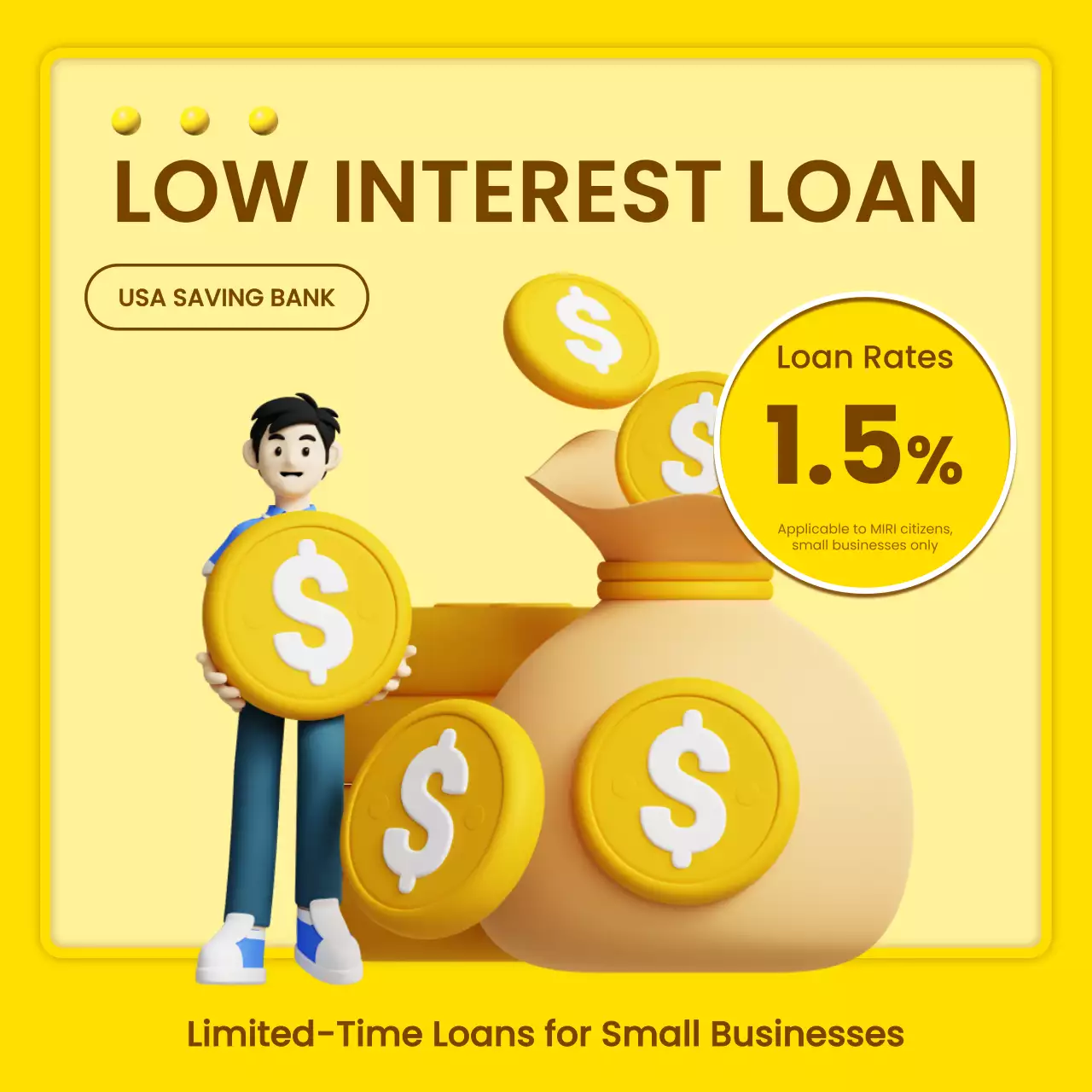 Yellow Modern Loan Promotion Instagram Carousel