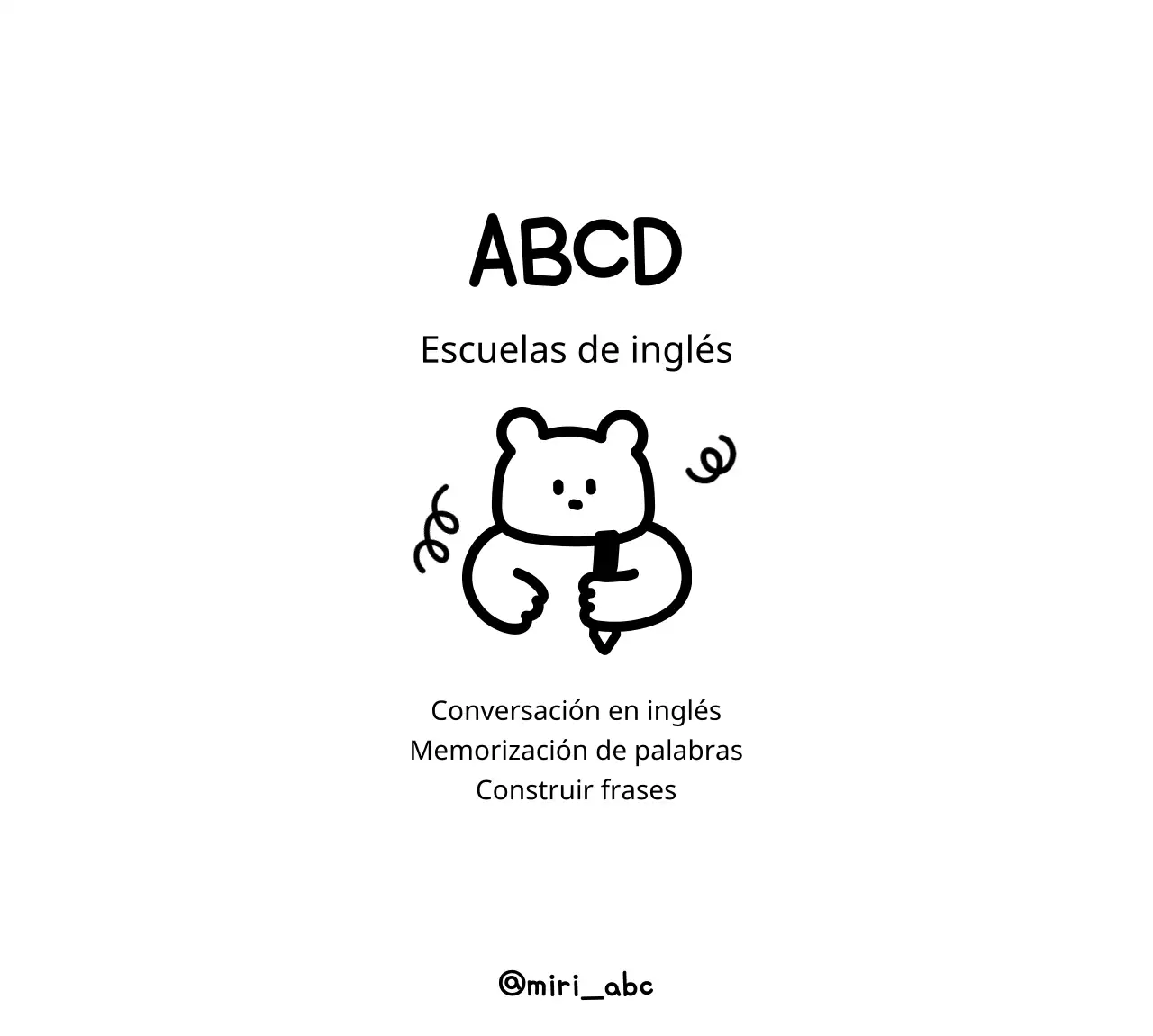 Escuela de inglés con simpáticas ilustraciones de ositos de peluche