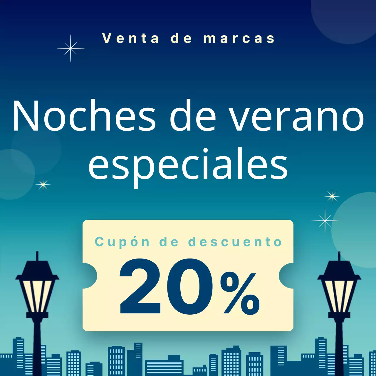 Anuncio en miniatura para una noche de verano a la última en morado y rosa