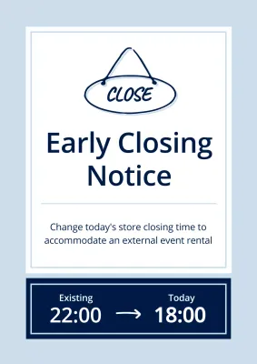 Blue Simple Store Notice Poster