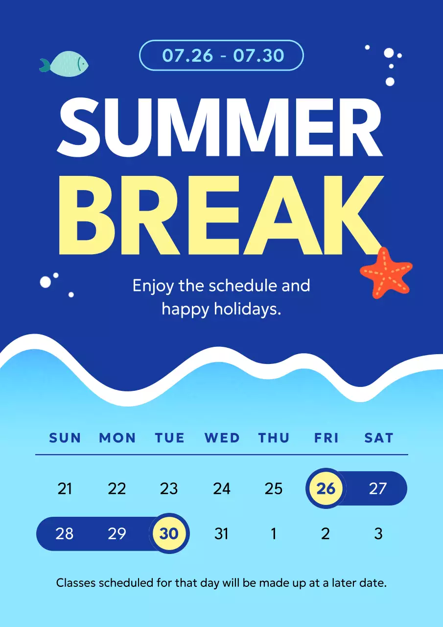 Blue Simple Summer Announcement Poster