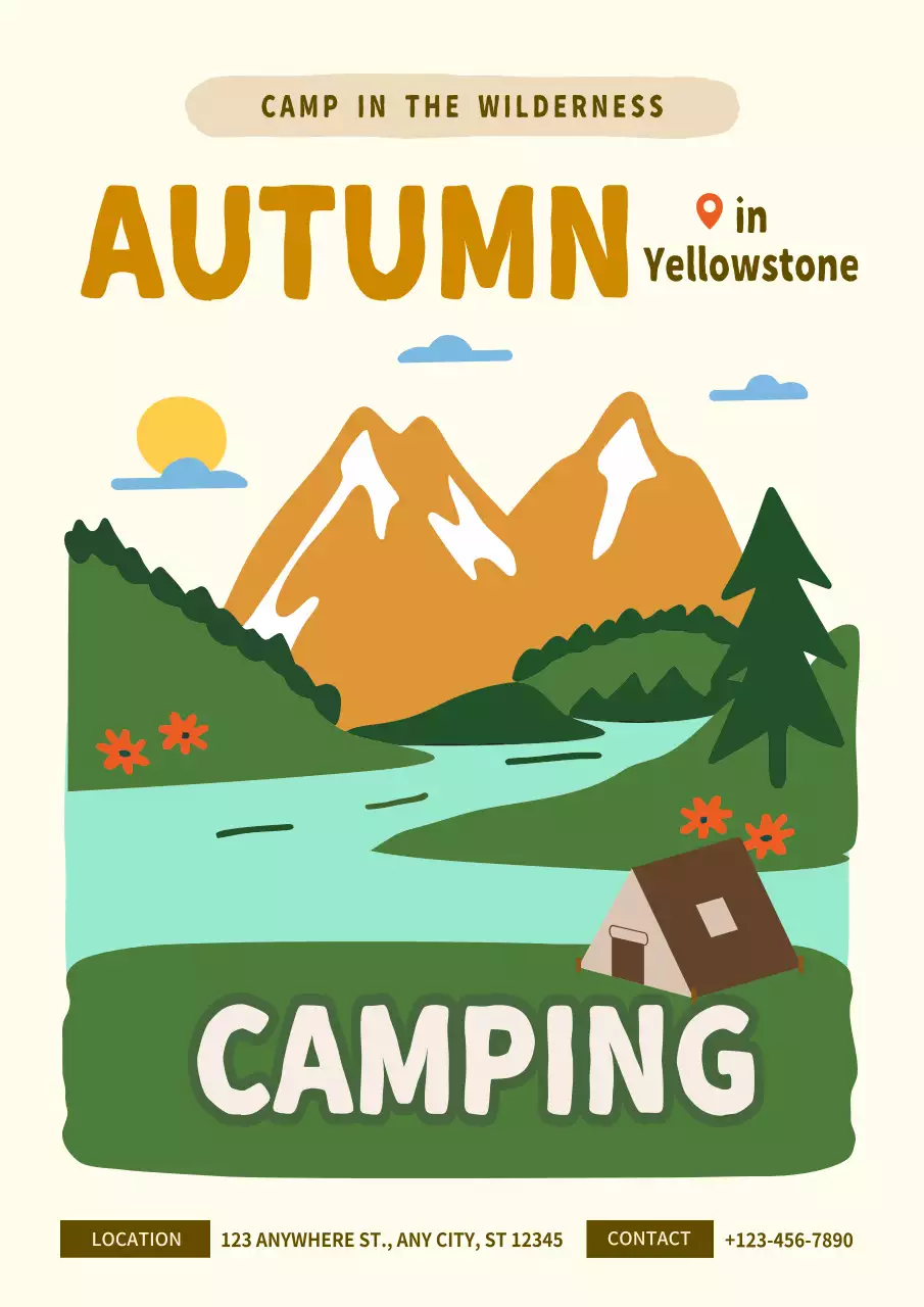 Green Rustic Camping Promotion Poster
