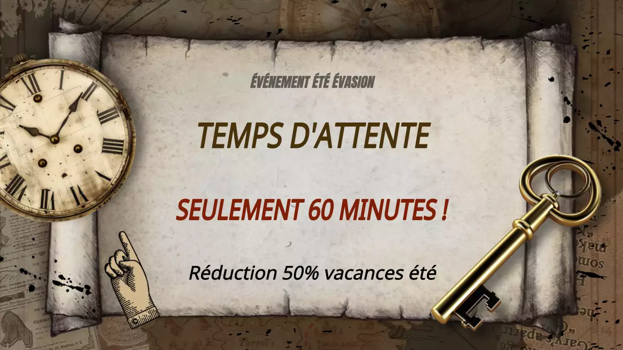 Un jeu d'évasion de fantaisie marron et rouge annonce