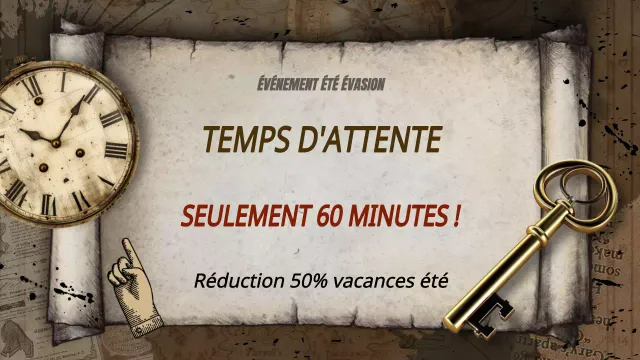 Un jeu d'évasion de fantaisie marron et rouge annonce