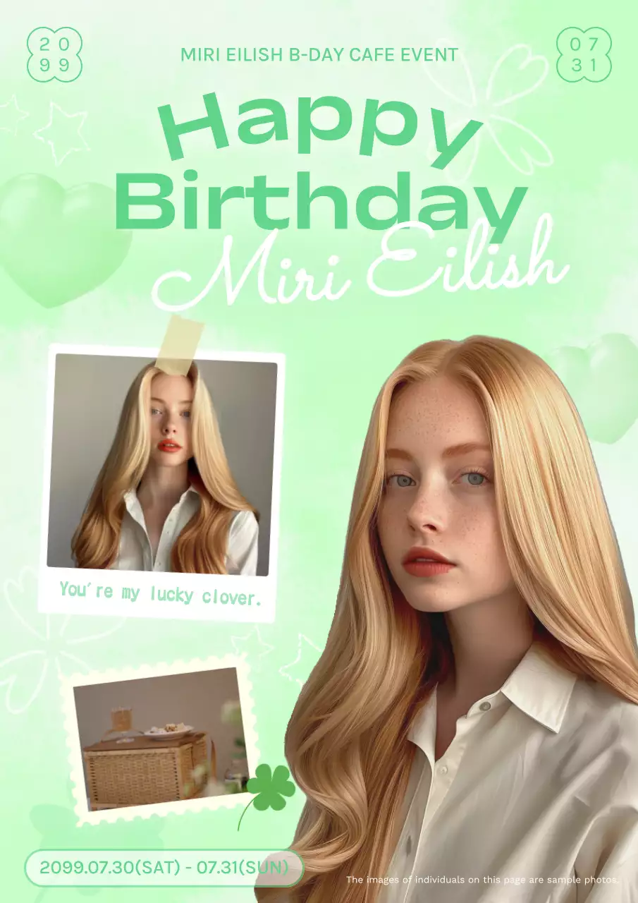 Green Trendy Birthday Event Poster