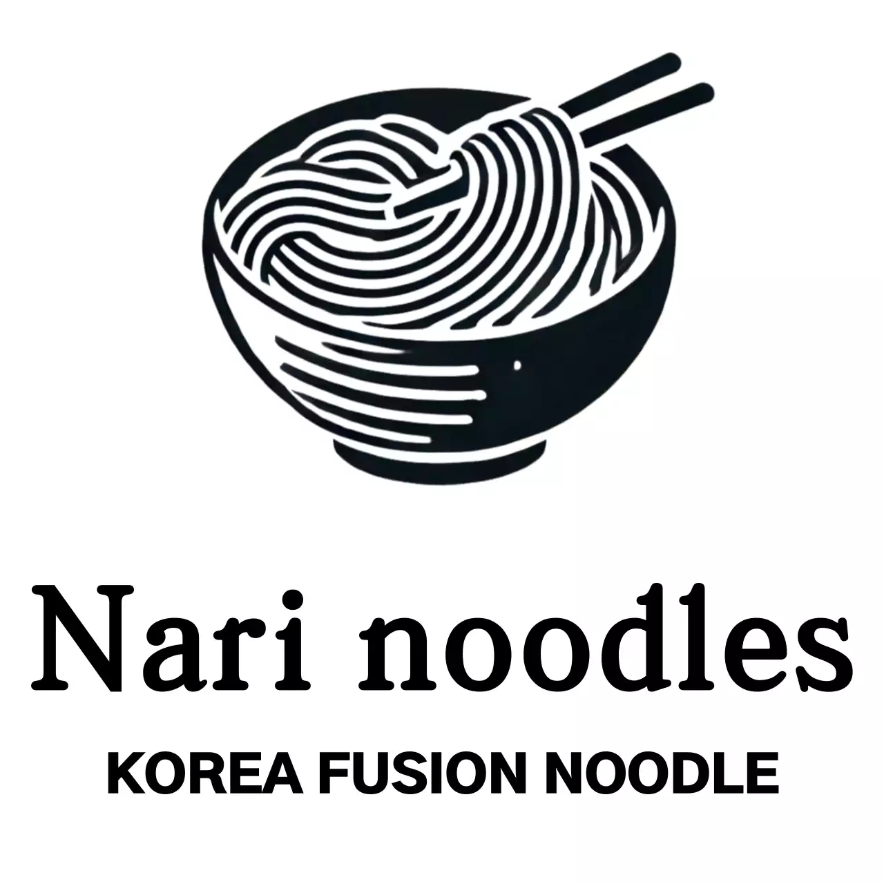 Noodles Korean restaurant logo with illustration
