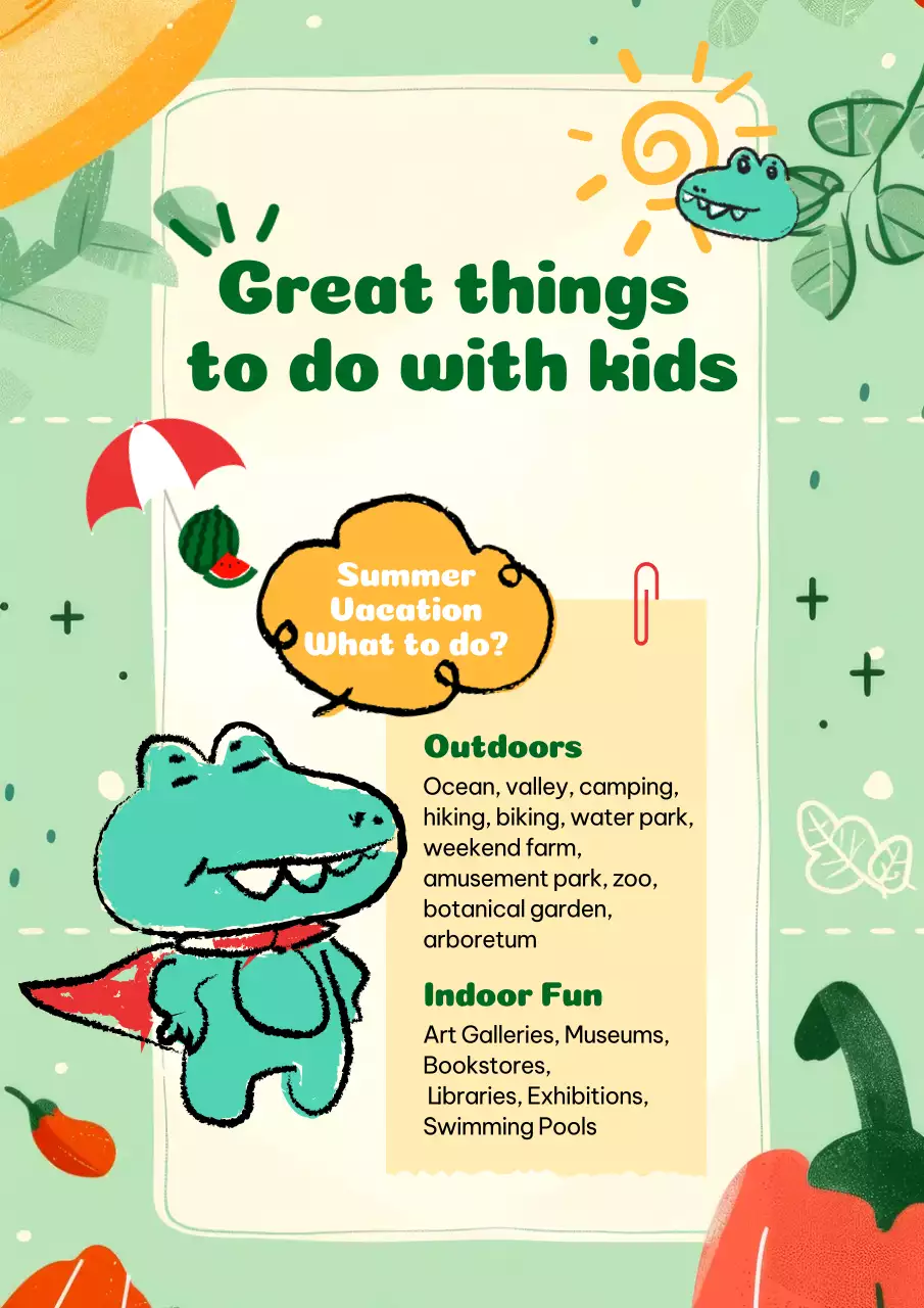 Green Playful Kids 활동 가이드 포스터