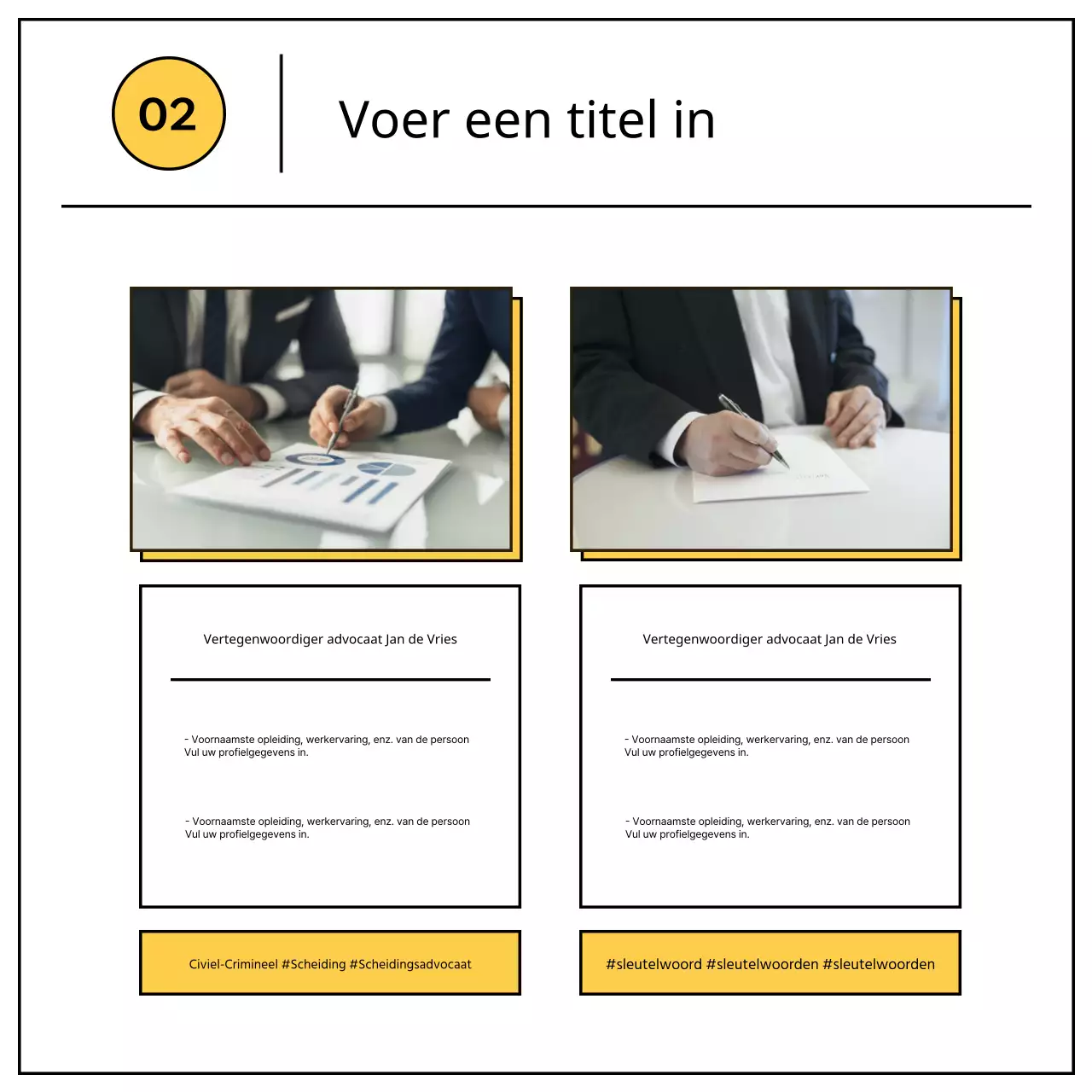 Een eenvoudige geel-zwarte zakelijke prospectus