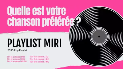 Couvertures de listes de lecture musicales surlignées en rose vif et en noir