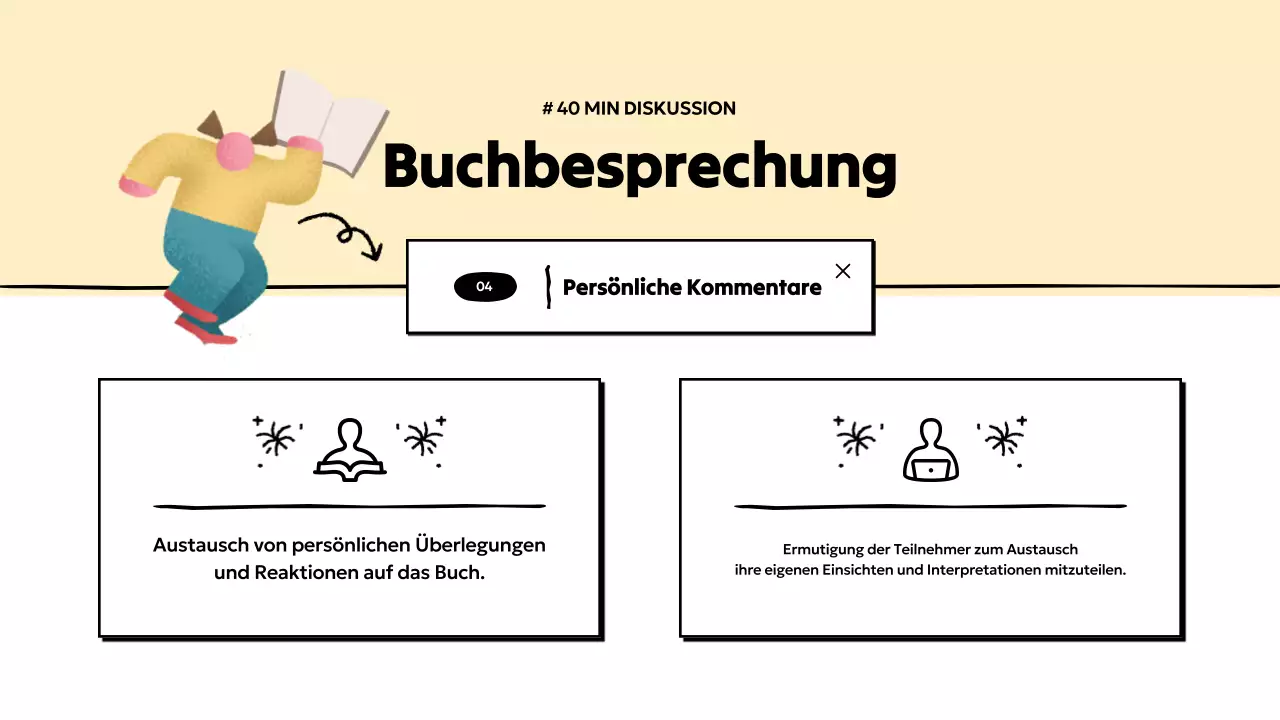 Einfache Buchklubpräsentation in Hellblau und Gelb