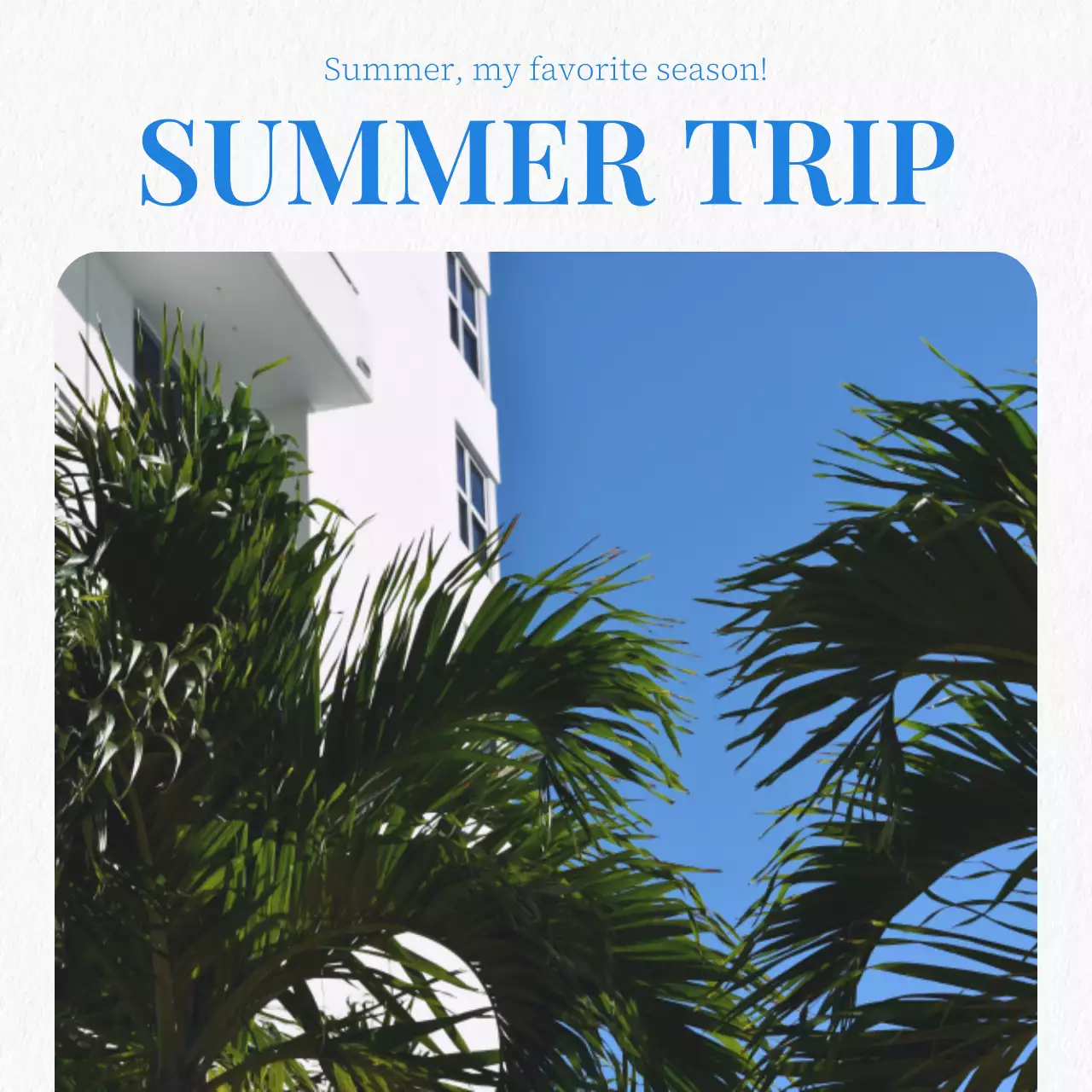 Blue Minimal Trip Announcement Social Media Post