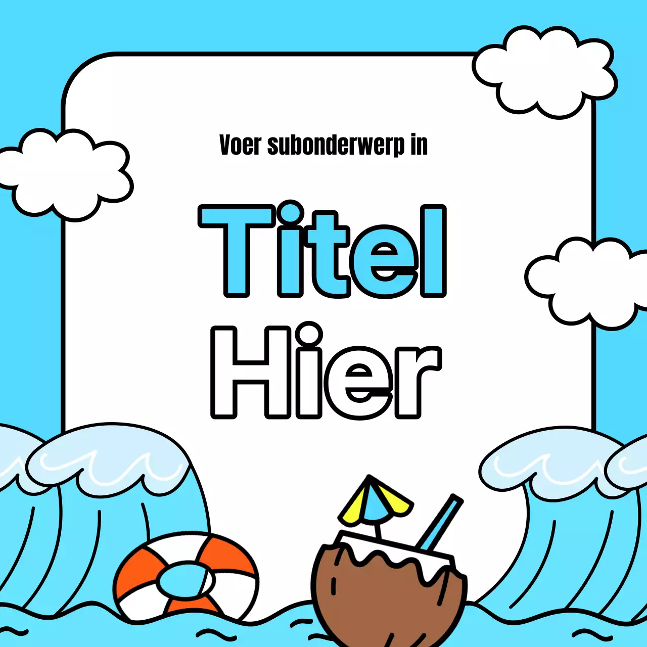 Een mooie zomerse evenementadvertentie in geel en lichtblauw