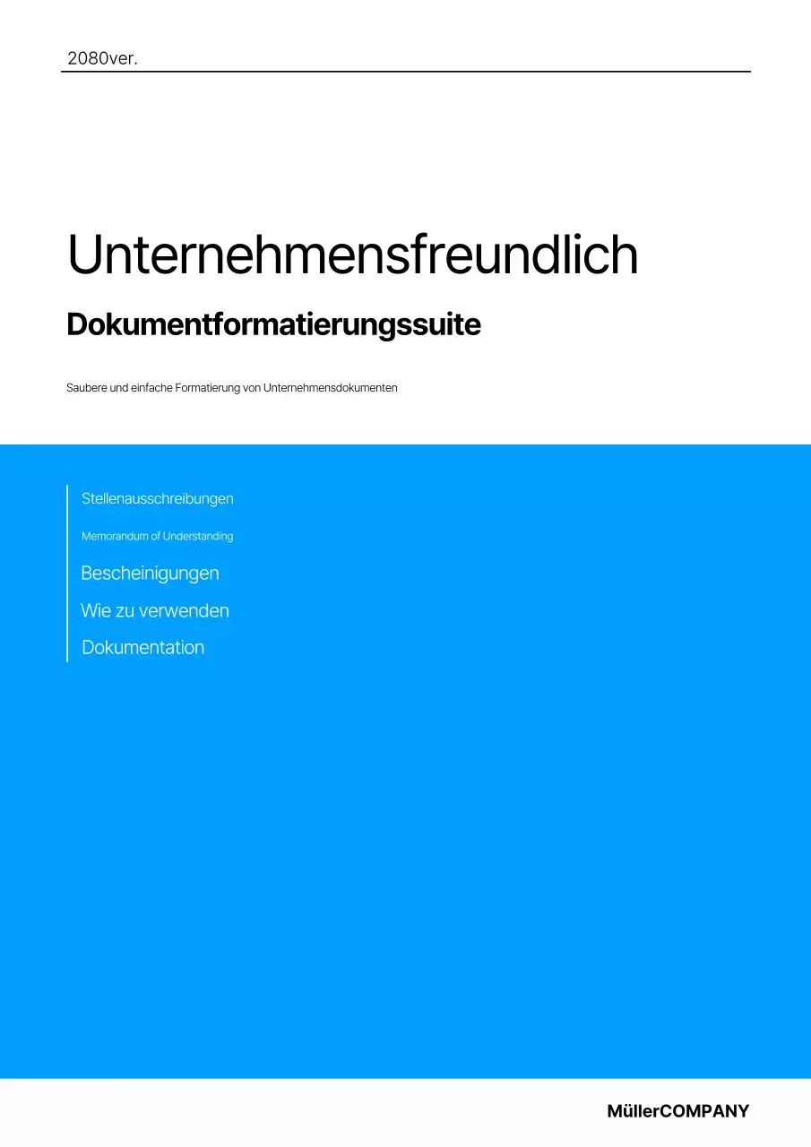 Eine einfache Unternehmensvorlage in Blau und Schwarz